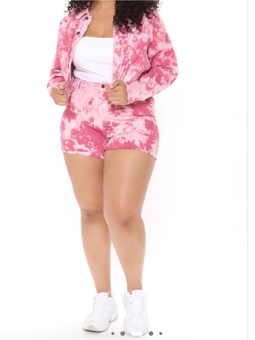 Fashion Nova Pink Tie-Dye High-Rise Shortie Shorts